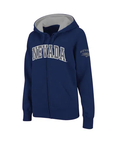 Stadium Athletic Women's  Navy Nevada Wolf Pack Arched Name Full-zip Hoodie