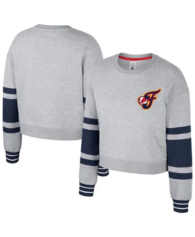 Stadium Essentials Men's And Women's Heather Gray Indiana Fever Cropped Pullover Sweatshirt