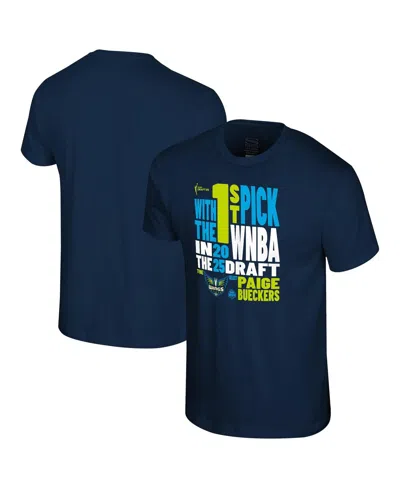 Stadium Essentials Men's And Women'sâ Paige Bueckers Navy Dallas Wings 2025 Wnba Draft 1st Overall Pick Verbiage T-shir