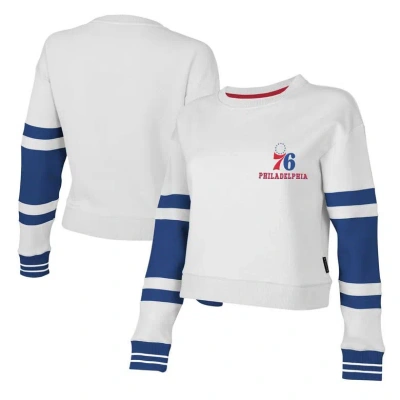 Stadium Essentials White Philadelphia 76ers Scrimmage Cropped Pullover Sweatshirt
