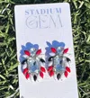 Stadium Gem Women's Game Day Glam Cluster Earrings In Black/red/white In Multi