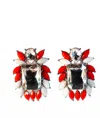 Stadium Gem Women's Game Day Glam Cluster Earrings In Red/white/black In Red