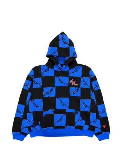Stadium Goods Anti Promo 99 Eyez Checkerboard-print Hoodie In Blue