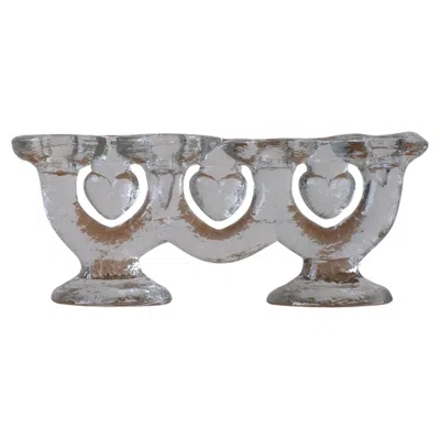 Pre-owned Staffan Gellerstedt Large Glass 4-arms Candle Holder By  From Pukeberg Glasbruk In Gray