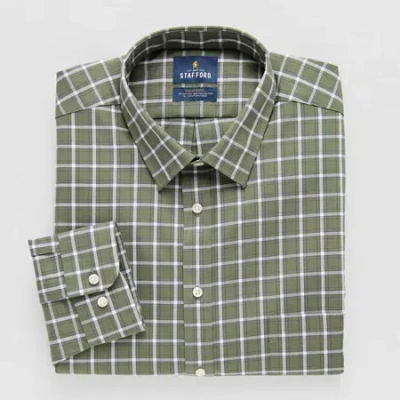 Stafford Advanced Performance Sweat Repel Mens Classic Fit Long Sleeve Dress Shirt In Green