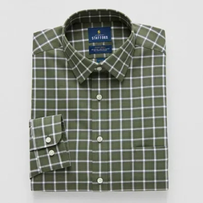 Stafford Advanced Performance Sweat Repel Mens Regular Fit Long Sleeve Dress Shirt In Green