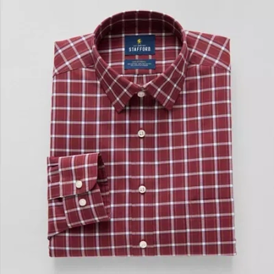 Stafford Advanced Performance Sweat Repel Mens Regular Fit Long Sleeve Dress Shirt In Multi