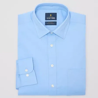 Stafford Advanced Performance Sweat Repel Mens Regular Fit Stretch Fabric Wrinkle Free Long Sleeve Dress Shir In Blue