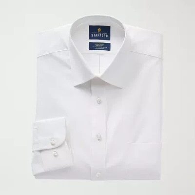 Stafford Advanced Performance Sweat Repel Mens Regular Fit Stretch Fabric Wrinkle Free Long Sleeve Dress Shir In White