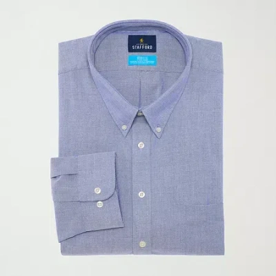 Stafford Big And Tall Coolmax All Season Oxford Mens Button Down Collar Long Sleeve Stretch Fabric Wrinkle Fr In Animal Print