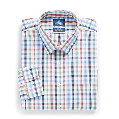 Stafford Big And Tall Smart Tech Mens Regular Fit Stretch Fabric Wrinkle Free Long Sleeve Dress Shirt In Blue