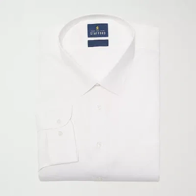 Stafford Big And Tall Smart Tech Mens Regular Fit Stretch Fabric Wrinkle Free Long Sleeve Dress Shirt In Multi