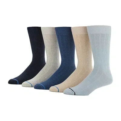 Stafford Casual Dress Cotton Mens 5 Pair Crew Socks In Blue