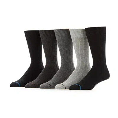 Stafford Casual Dress Cotton Mens 5 Pair Crew Socks In Gray
