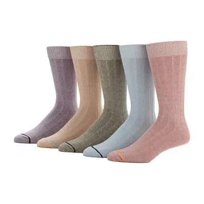Stafford Casual Dress Cotton Mens 5 Pair Crew Socks In Pink