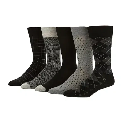 Stafford Casual Dress Mens 5 Pair Crew Socks In Black