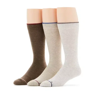 Stafford Casual Performance Mens 3 Pair Crew Socks In Brown