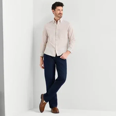 Stafford Chambray Mens Long Sleeve Regular Fit Button-down Shirt In Neutral