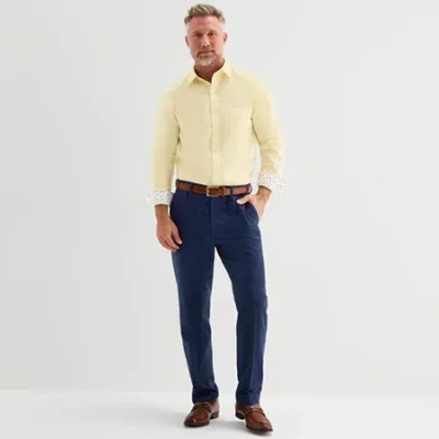 Stafford Chambray Mens Long Sleeve Regular Fit Button-down Shirt In Yellow