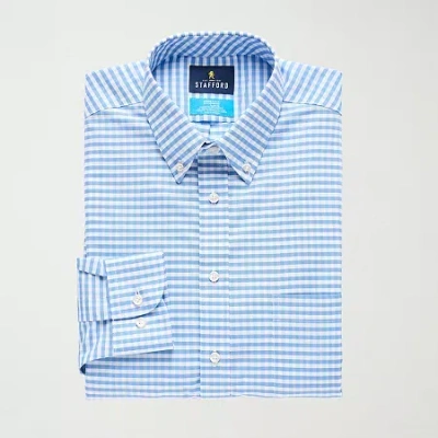 Stafford Coolmax All Season Ecomade Oxford Mens Regular Fit Stretch Fabric Wrinkle Free Long Sleeve Dress Shi In Blue