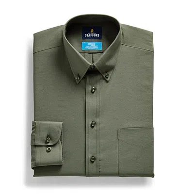 Stafford Coolmax All Season Ecomade Oxford Mens Regular Fit Stretch Fabric Wrinkle Free Long Sleeve Dress Shi In Green