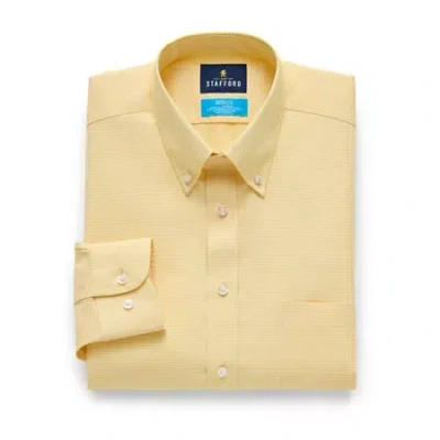 Stafford Coolmax All Season Ecomade Oxford Mens Slim Fit Stretch Fabric Wrinkle Free Long Sleeve Dress Shirt In Yellow