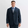 Stafford Coolmax All Season Mens Classic Fit Plaid Big And Tall Suit Jacket In Blue