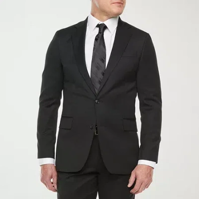 Stafford Coolmax All Season Mens Stretch Fabric Slim Fit Suit Jacket In Black