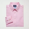 Stafford Coolmax All Season Oxford Mens Regular Fit Stretch Fabric Wrinkle Free Long Sleeve Dress Shirt In Pink