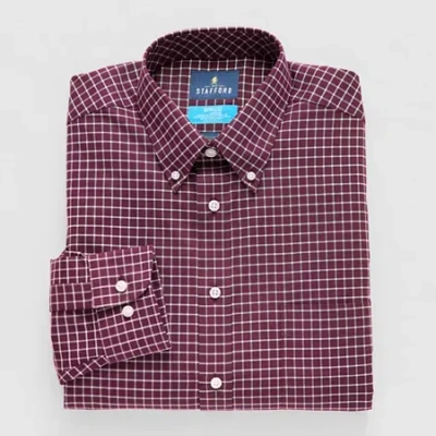 STAFFORD COOLMAX ALL SEASON OXFORD MENS REGULAR FIT STRETCH FABRIC WRINKLE FREE LONG SLEEVE DRESS SHIRT