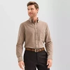 Stafford Corduroy Mens Long Sleeve Regular Fit Button-down Shirt In Brown