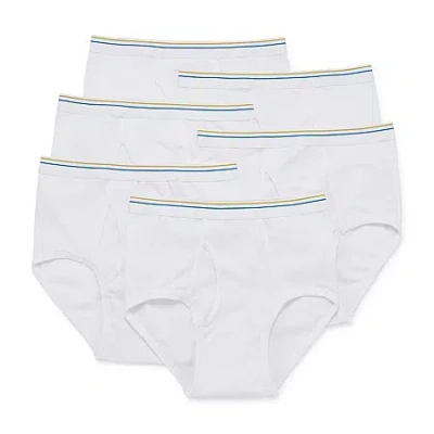 Stafford Dry + Cool Full-cut Mens Big And Tall 6 Pack Briefs 302872 In White