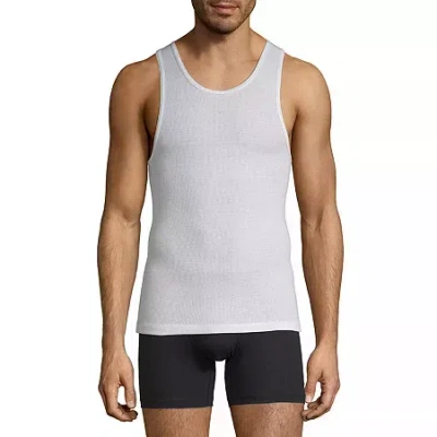 Stafford Dry + Cool Mens Round Neck Sleeveless Quick Dry 4 Pack Tank In White