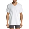Stafford Heavyweight Mens 4 Pack Short Sleeve V Neck T-shirt Big And Tall In White
