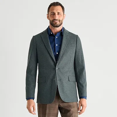 Stafford Herringbone Knit Mens Classic Fit Sport Coat In Brown