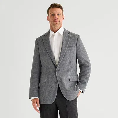 Stafford Herringbone Knit Mens Classic Fit Sport Coat In Gray