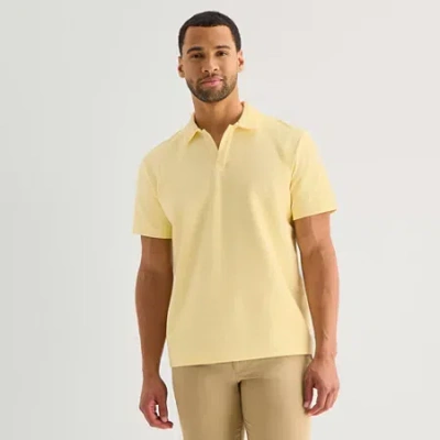 Stafford Johnny Collar Mens Regular Fit Short Sleeve Polo Shirt In Pink