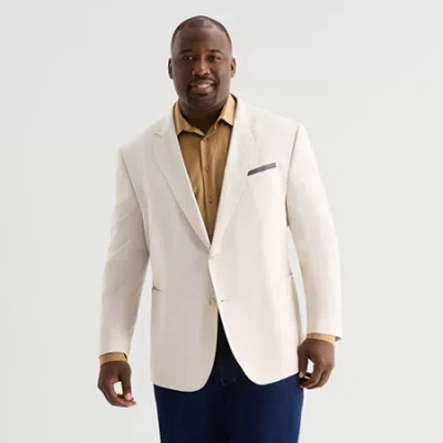 Stafford Linen Cotton Mens Big And Tall Classic Fit Sport Coat In White