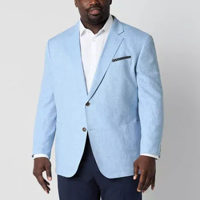 Stafford Linen Cotton Mens Classic Fit Sport Coat In Blue