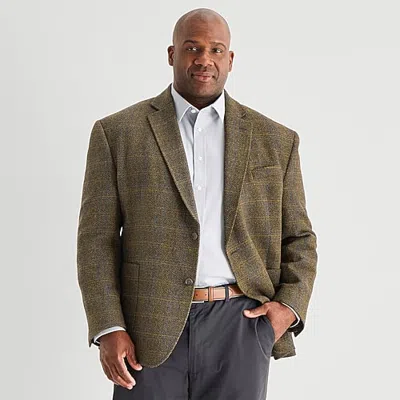 Stafford Mens Big And Tall Plaid Classic Fit Sport Coat In Brown