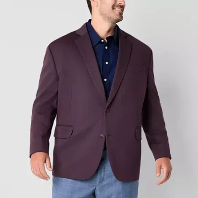 Stafford Mens Big And Tall Stretch Fabric Regular Fit Sport Coat In Burgundy