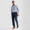 Stafford Mens Checked Classic Fit Flat Front Suit Pant In Blue