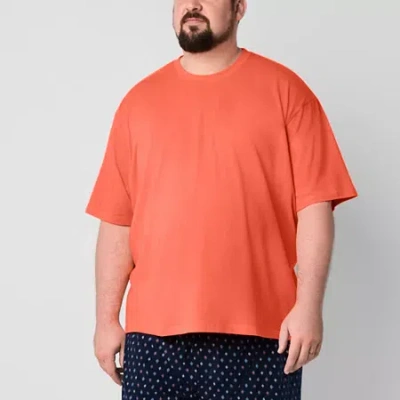 Stafford Mens Crew Neck Short Sleeve Big And Tall Pajama Top In Orange