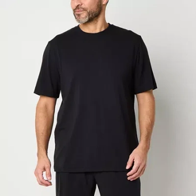 Stafford Mens Crew Neck Short Sleeve Pajama Top In Black