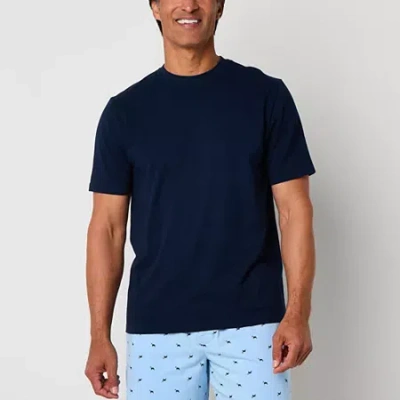 Stafford Mens Crew Neck Short Sleeve Pajama Top In Blue