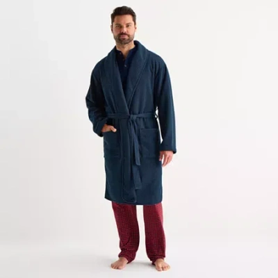 Stafford Mens Long Sleeve Long Length Robe In Blue