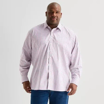 Stafford Mens Long Sleeve Regular Fit Big And Tall Button-down Shirt In Red