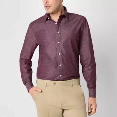 Stafford Mens Long Sleeve Regular Fit Button-down Shirt In Purple
