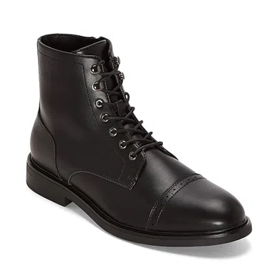 Stafford Mens Lugo Flat Heel Lace Up Boots In Black