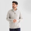 Stafford Mens Mock Neck Long Sleeve Quarter-zip Pullover Sweater In Multi